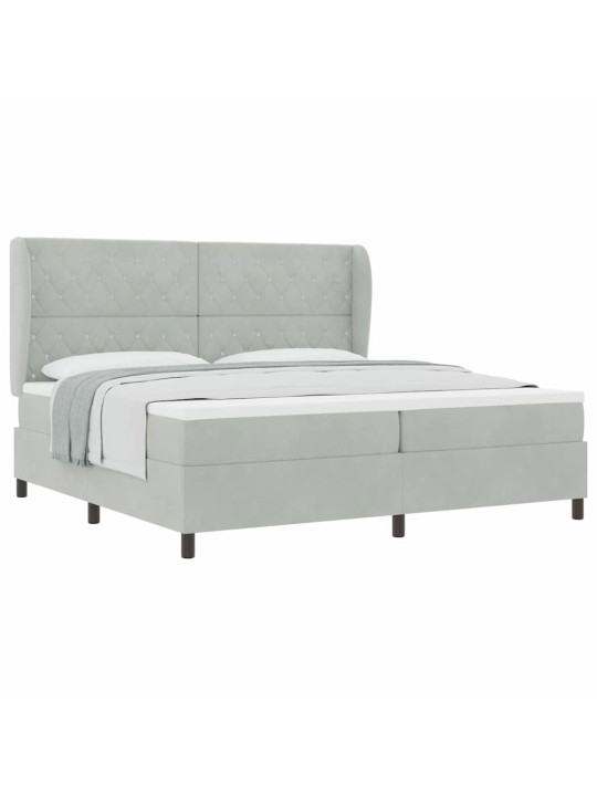 Kontinentaalvoodi madratsi ja peatsiga helehall 200 x 200 cm samet