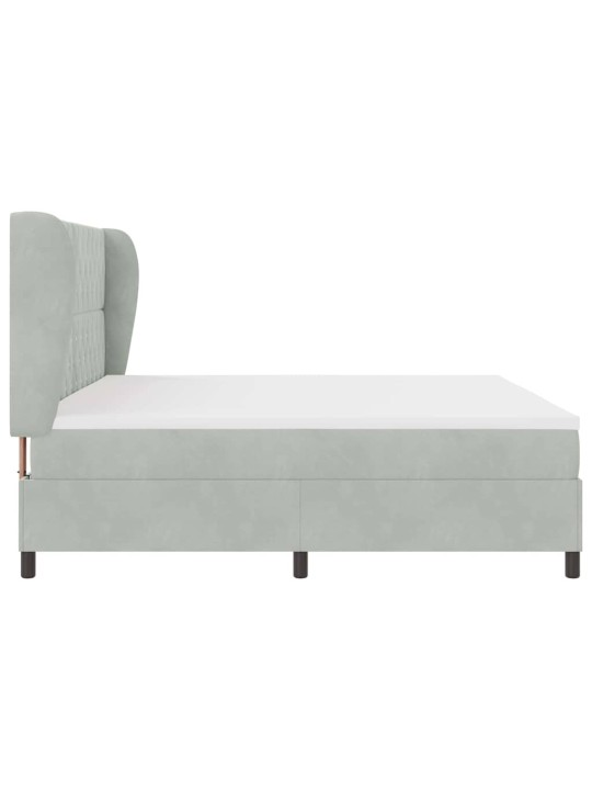 Kontinentaalvoodi madratsi ja peatsiga helehall 200 x 200 cm samet