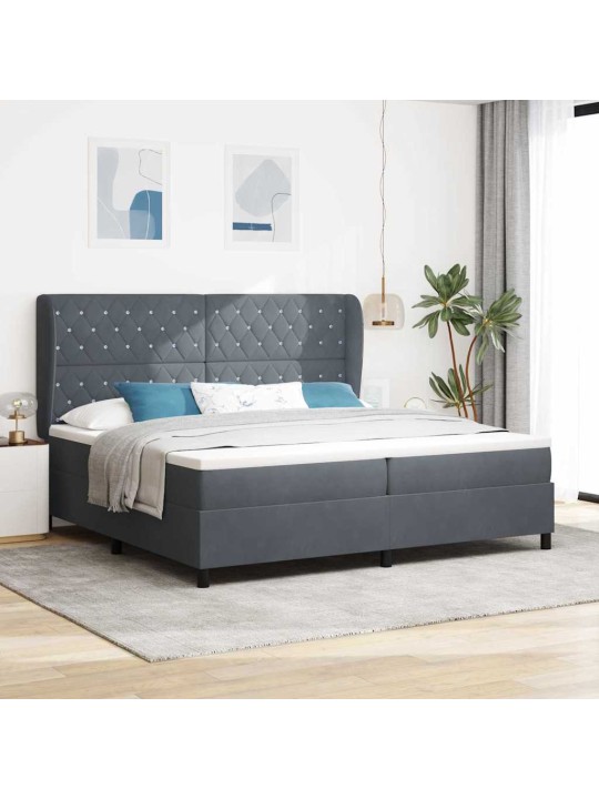 Kontinentaalvoodi madratsi ja peatsiga tumehall 200 x 200 cm samet