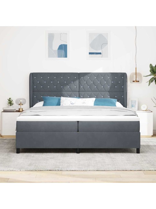 Kontinentaalvoodi madratsi ja peatsiga tumehall 200 x 200 cm samet