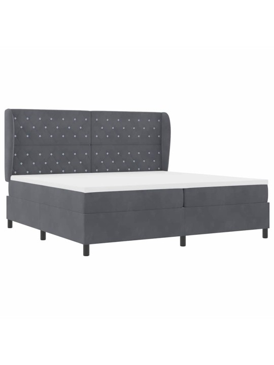 Kontinentaalvoodi madratsi ja peatsiga tumehall 200 x 200 cm samet