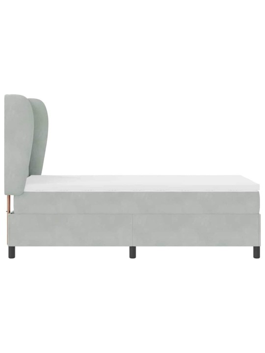 Kontinentaalvoodi madratsi ja peatsiga helehall 80 x 200 cm samet
