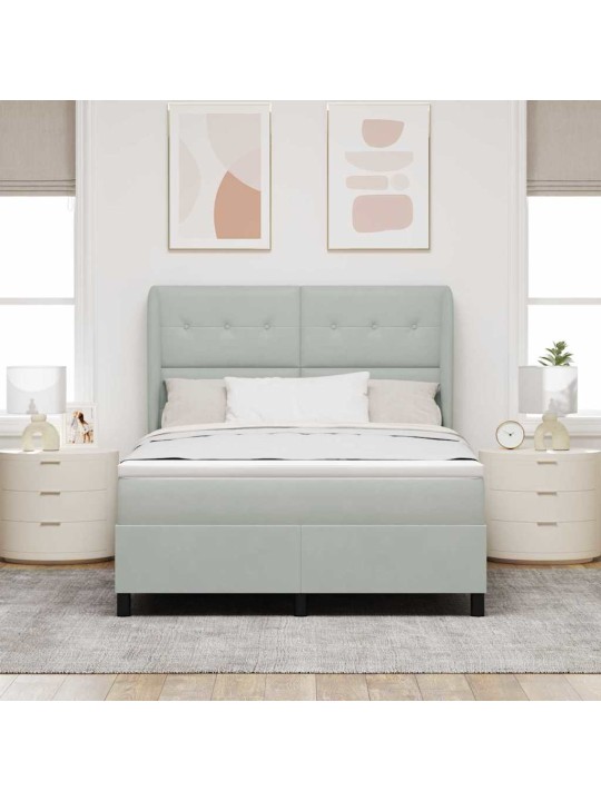 Kontinentaalvoodi madratsi ja peatsiga helehall 140 x 190 cm samet