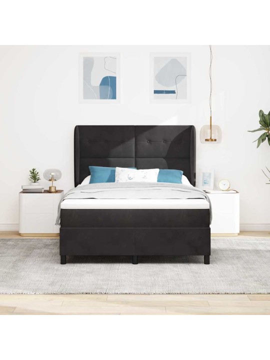 Kontinentaalvoodi madratsi ja peatsiga must 140 x 190 cm samet