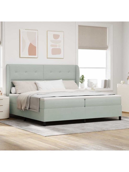 Kontinentaalvoodi madratsi ja peatsiga helehall 200 x 200 cm samet