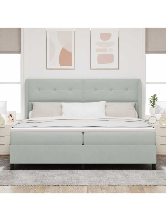 Kontinentaalvoodi madratsi ja peatsiga helehall 200 x 200 cm samet
