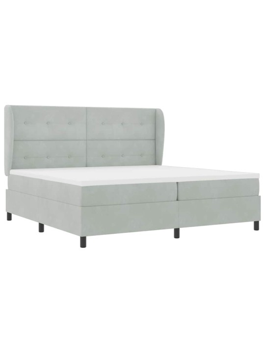 Kontinentaalvoodi madratsi ja peatsiga helehall 200 x 200 cm samet