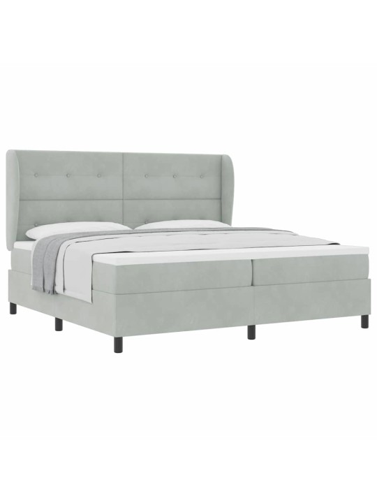 Kontinentaalvoodi madratsi ja peatsiga helehall 200 x 200 cm samet