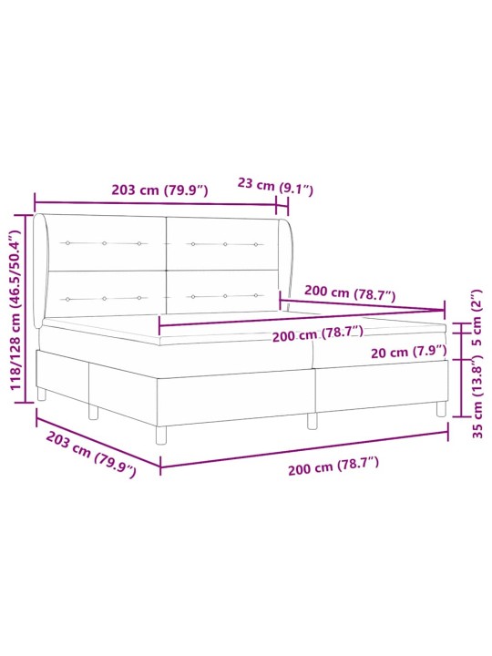 Kontinentaalvoodi madratsi ja peatsiga helehall 200 x 200 cm samet