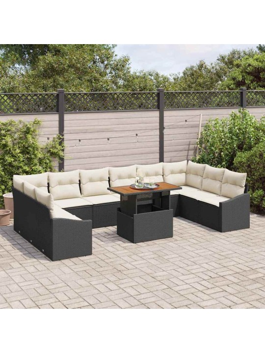Aia söögilaudade komplekt 11 tk must ja kreem 100 x 55 x 73 cm