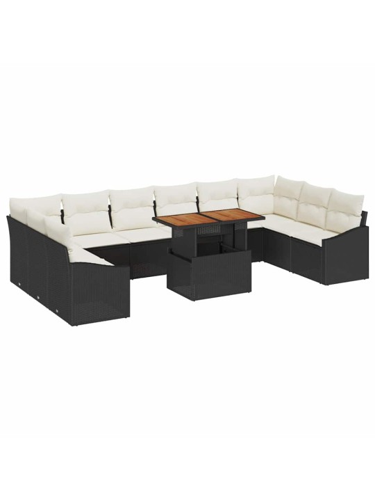 Aia söögilaudade komplekt 11 tk must ja kreem 100 x 55 x 73 cm