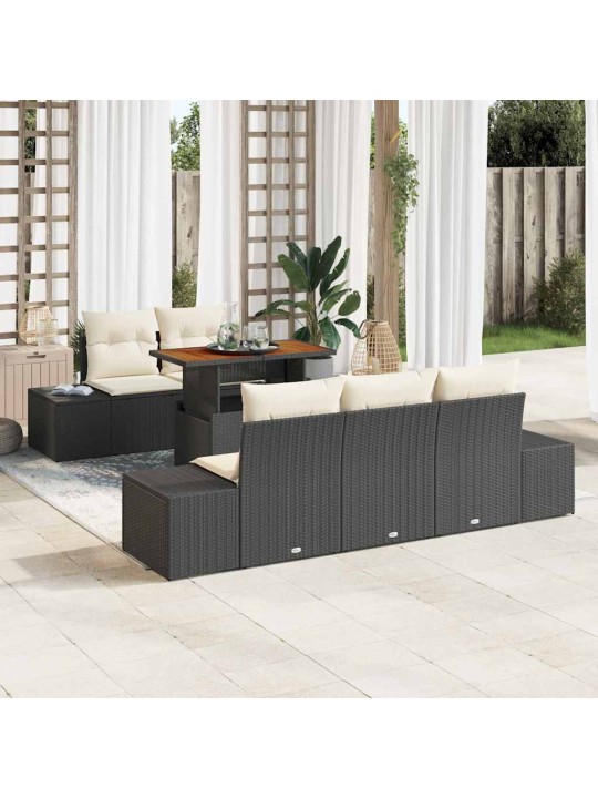Aia söögilaudade komplekt 6 tk must ja kreem 100 x 55 x 73 cm