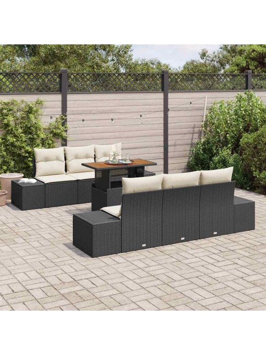 Aia söögilaudade komplekt 7 tk must ja kreem 100 x 55 x 73 cm