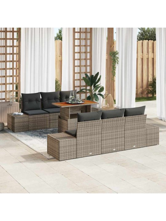 Aia söögilaudade komplekt 7 tk hall ja pruun 100 x 55 x 73 cm