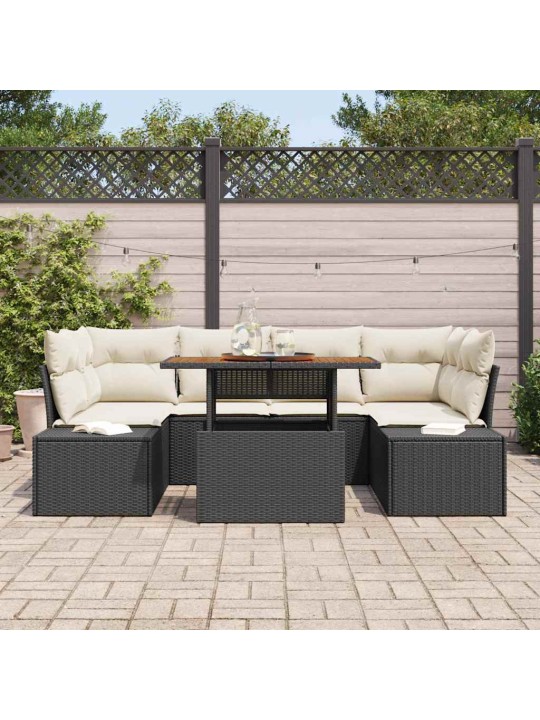 Aia söögilaudade komplekt 7 tk must ja kreem 100 x 55 x 73 cm