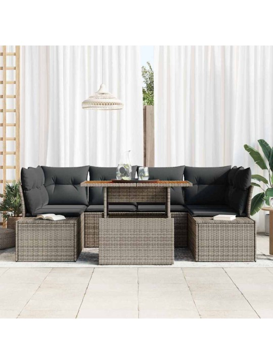 Aia söögilaudade komplekt 7 tk hall ja pruun 100 x 55 x 73 cm