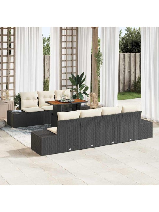 Aia söögilaudade komplekt 8 tk must ja kreem 100 x 55 x 73 cm