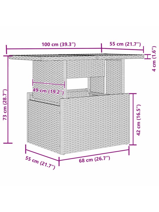 Aia söögilaudade komplekt 8 tk must ja kreem 100 x 55 x 73 cm