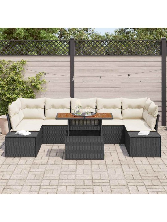 Aia söögilaudade komplekt 8 tk must ja kreem 100 x 55 x 73 cm