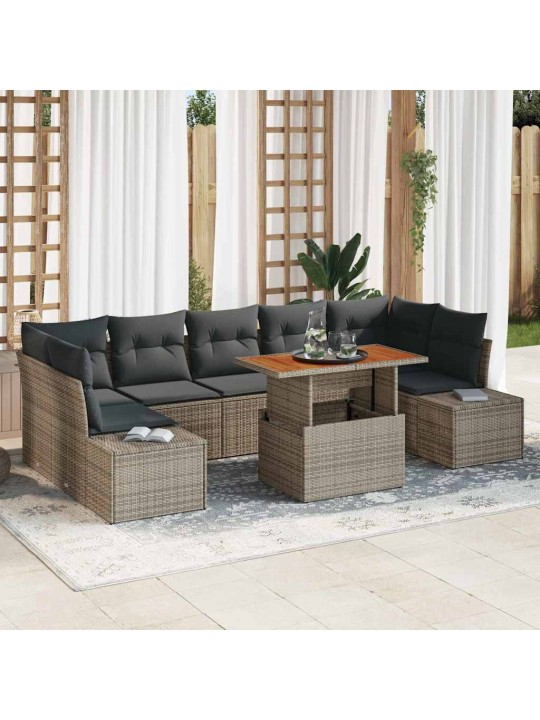 Aia söögilaudade komplekt 8 tk hall ja pruun 100 x 55 x 73 cm