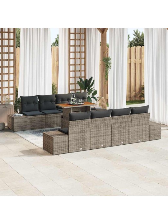 Aia söögilaudade komplekt 9 tk hall ja pruun 100 x 55 x 73 cm