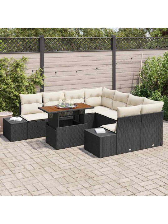 Aia söögilaudade komplekt 9 tk must ja kreem 100 x 55 x 73 cm