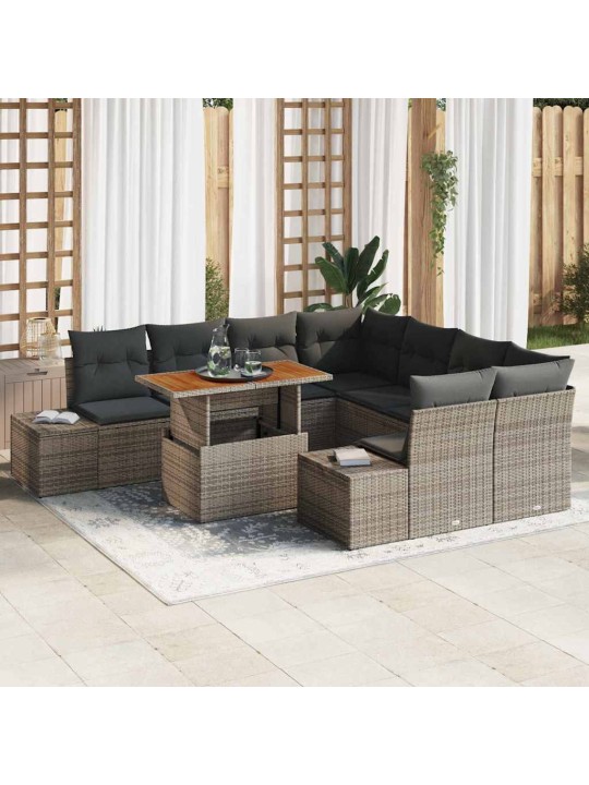 Aia söögilaudade komplekt 9 tk hall ja pruun 100 x 55 x 73 cm