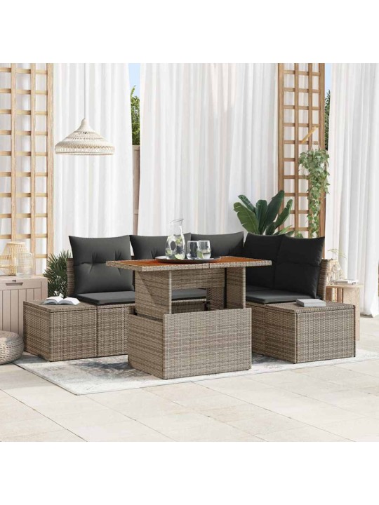 Aia diivanikomplekt 5 tk hall ja pruun 100 x 55 x 73 cm