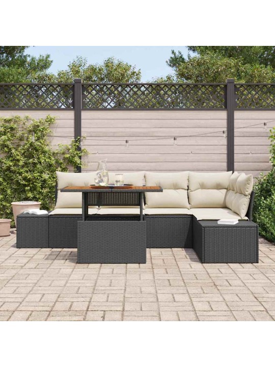 Aia söögilaudade komplekt 6 tk must ja kreem 100 x 55 x 73 cm
