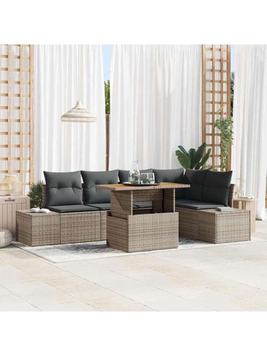 Aia söögilaudade komplekt 6 tk hall ja pruun 100 x 55 x 73 cm