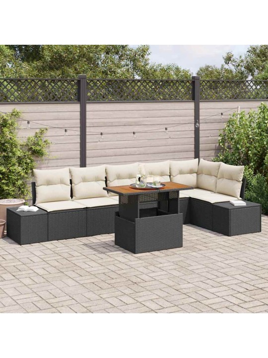 Aia söögilaudade komplekt 7 tk must ja kreem 100 x 55 x 73 cm