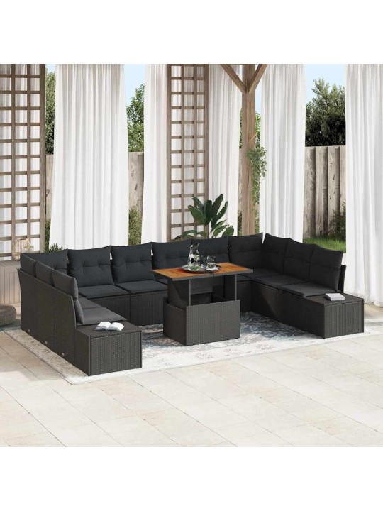 Aia diivanikomplekt 11 tk must ja pruun 100 x 55 x 73 cm