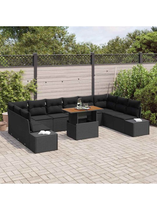 Aia diivanikomplekt 11 tk must ja pruun 100 x 55 x 73 cm