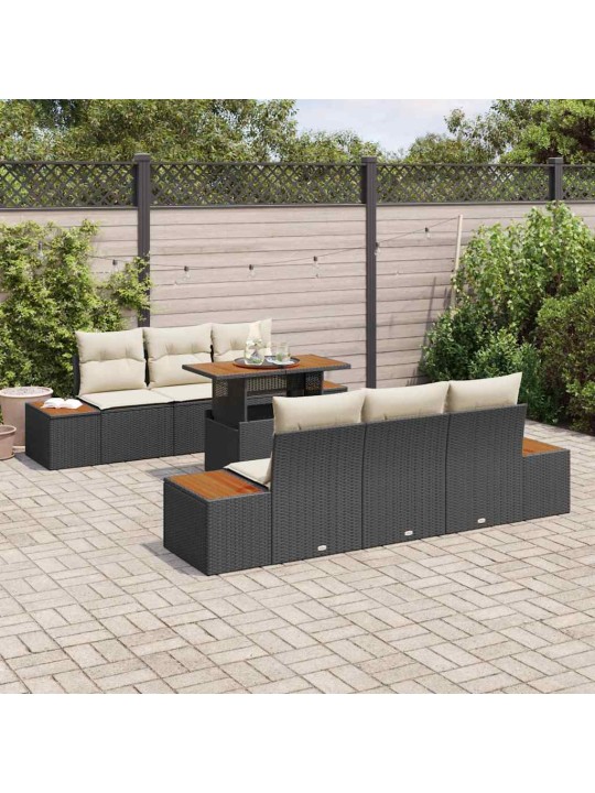 Aia söögilaudade komplekt 7 tk must ja beež 100 x 55 x 73 cm