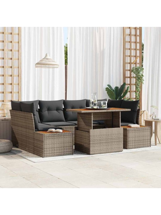 Aia söögilaudade komplekt 7 tk hall ja pruun 100 x 55 x 73 cm
