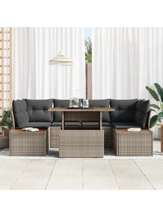 Aia söögilaudade komplekt 7 tk hall ja pruun 100 x 55 x 73 cm