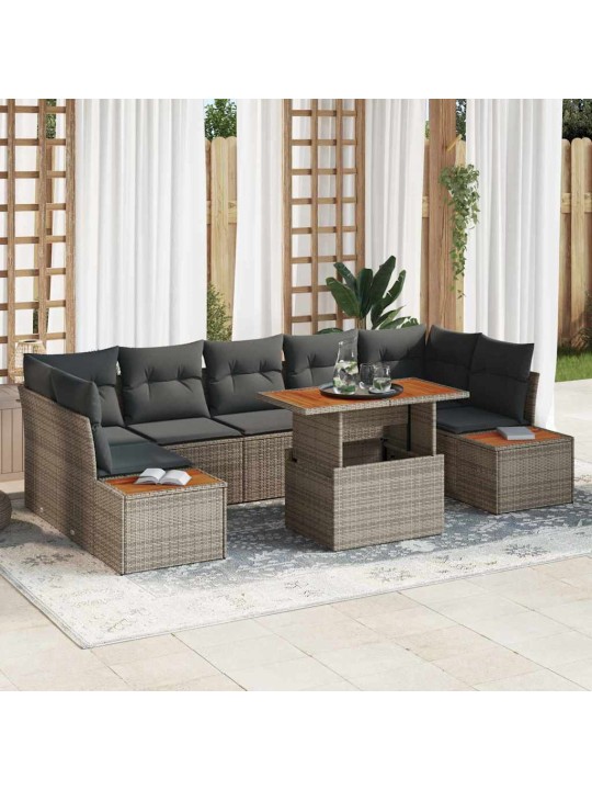 Aia söögilaudade komplekt 8 tk hall ja pruun 100 x 55 x 73 cm