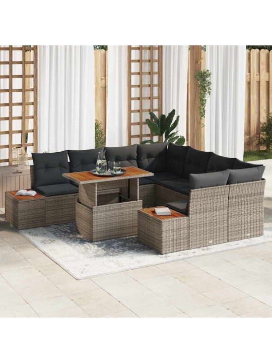 Aia söögilaudade komplekt 9 tk hall ja pruun 100 x 55 x 73 cm
