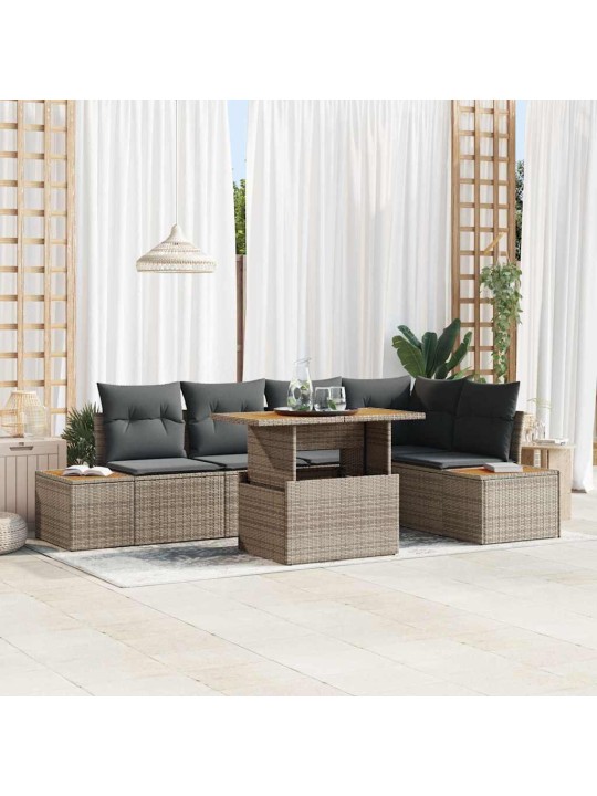 Aia söögilaudade komplekt 6 tk hall ja pruun 100 x 55 x 73 cm