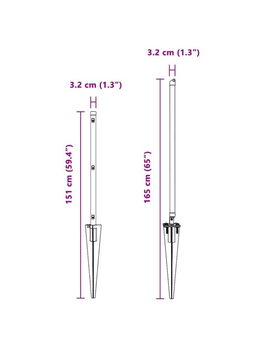 Aiapost 26 tk hõbedane 3.2 x 3.2 x 120 cm teras