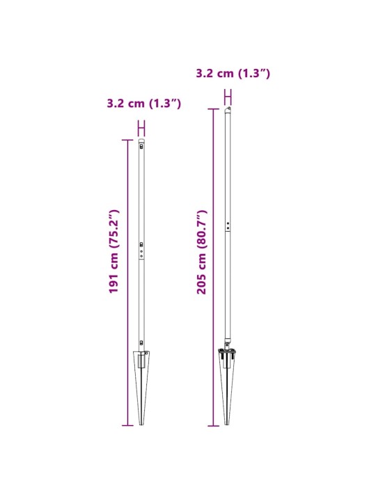Aiapost 26 tk hõbedane 3.2 x 3.2 x 160 cm teras