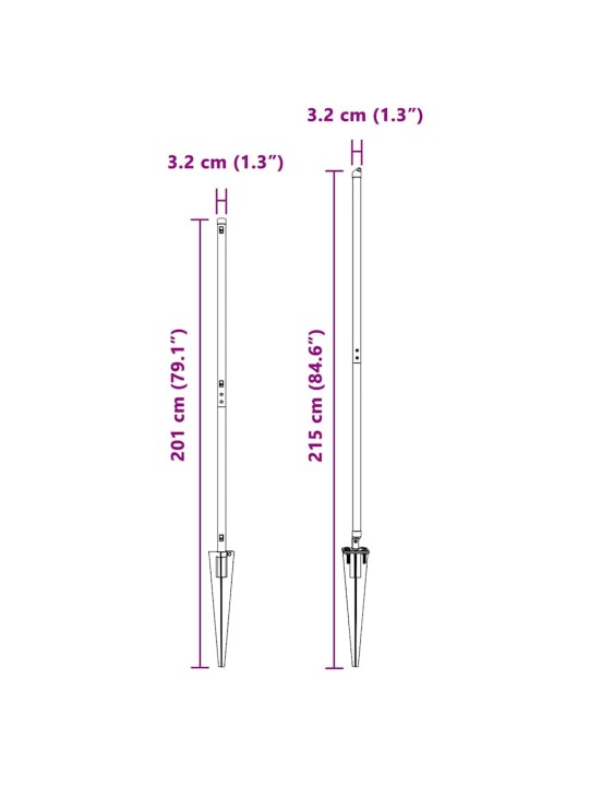 Aiapost 26 tk hõbedane 3.2 x 3.2 x 170 cm teras