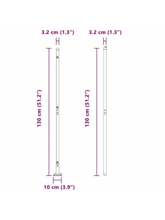 Aiapost 52 tk hõbedane 3.2 x 3.2 x 140 cm teras