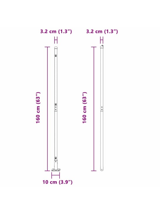 Aiapost 52 tk hõbedane 3.2 x 3.2 x 83.5 cm teras