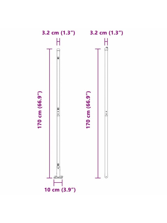 Aiapost 52 tk hõbedane 3.2 x 3.2 x 88.5 cm teras