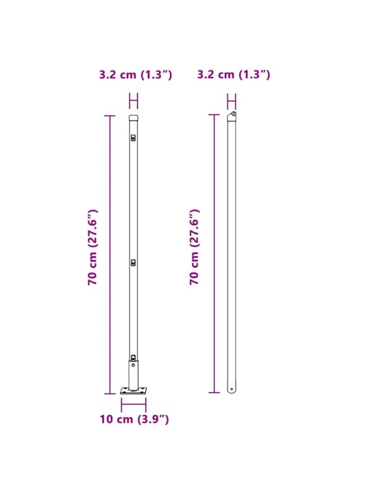 Aiapost 52 tk hõbedane 3.2 x 3.2 x 140 cm teras