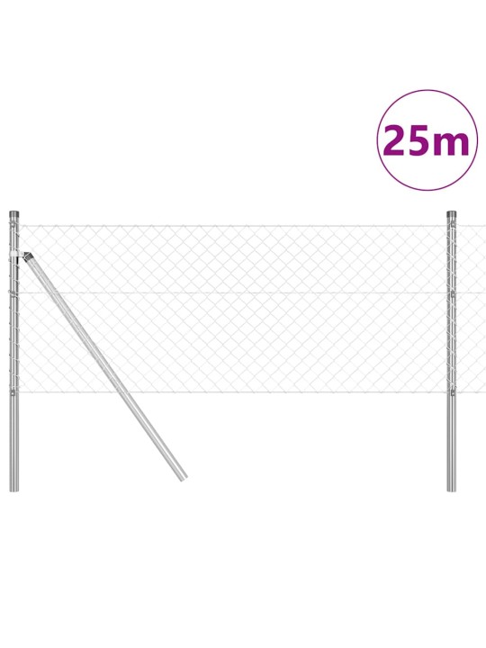 Ahela link aed postidega hõbedane 0.6 x 25 m teras
