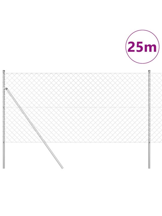 Ahela link aed postidega hõbedane 1 x 25 m teras