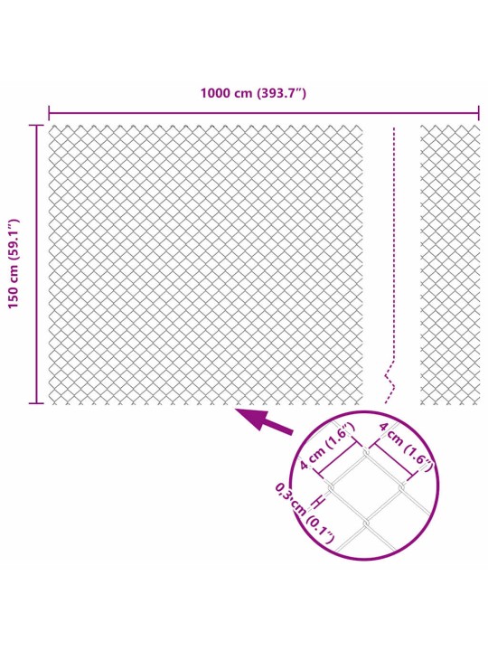 Ahela link aed postidega hõbedane 1.5 x 10 m teras