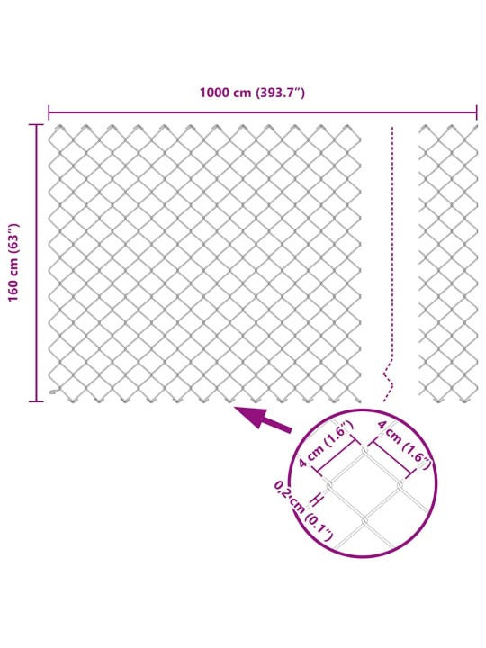 Ahela link aed postidega hõbedane 1.6 x 10 m teras